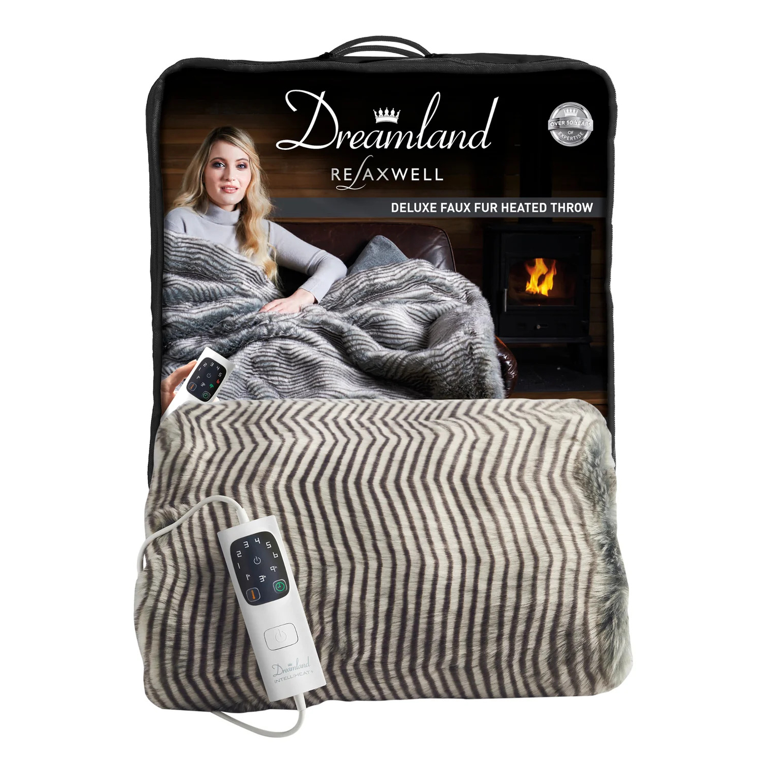 Hygge Dreamland Heated Throw Grey Dreamland Intelliheat Luxury