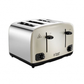 Russell Hobs Cavendish 4 Slice Toaster - Stainless Steel & Cream
