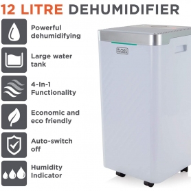 Black & Decker 12Ltr Dehumidifier - White - 3