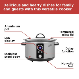 Black & Decker 6.5L Digital Sear & Stew Slow Cooker - Stainless Steel - 1