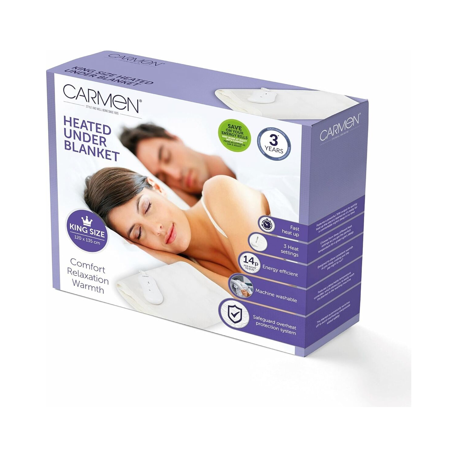 Carmen Kingsize Underblanket Single Control - White full image