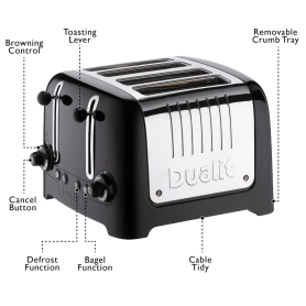Dualit 4 Slice Lite Toaster  - Black - 1