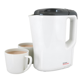 Lloytron 0.9L Travel/Compact Kettle With 2 Mugs - White