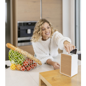 Pure Evoke Spot compact music system - Cotton White & Wood - 1