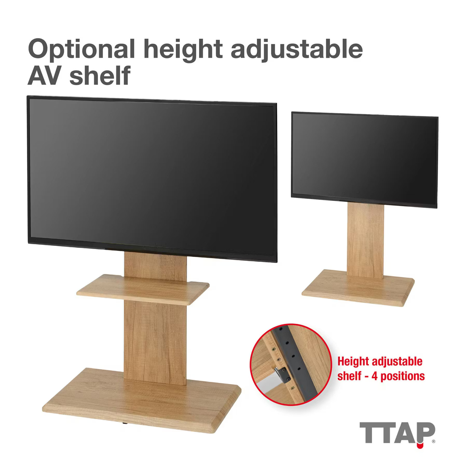 TTAPC  FS2 Floor Pedestal Up To 65" TV Stand - Oak full image