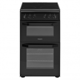 Hotpoint 50cm Twin Cavity Electric Cooker (black - A energy rating)