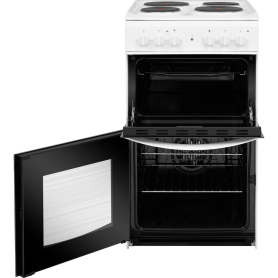 Indesit 50cm Double Oven Solid Plate Cooker - White - 1