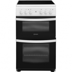 Indesit 50cm Double Oven Electric Cooker (white - A energy rating)
