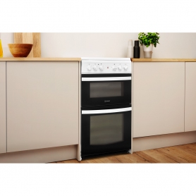 Indesit 50cm Double Oven Electric Cooker (white - A energy rating) - 1