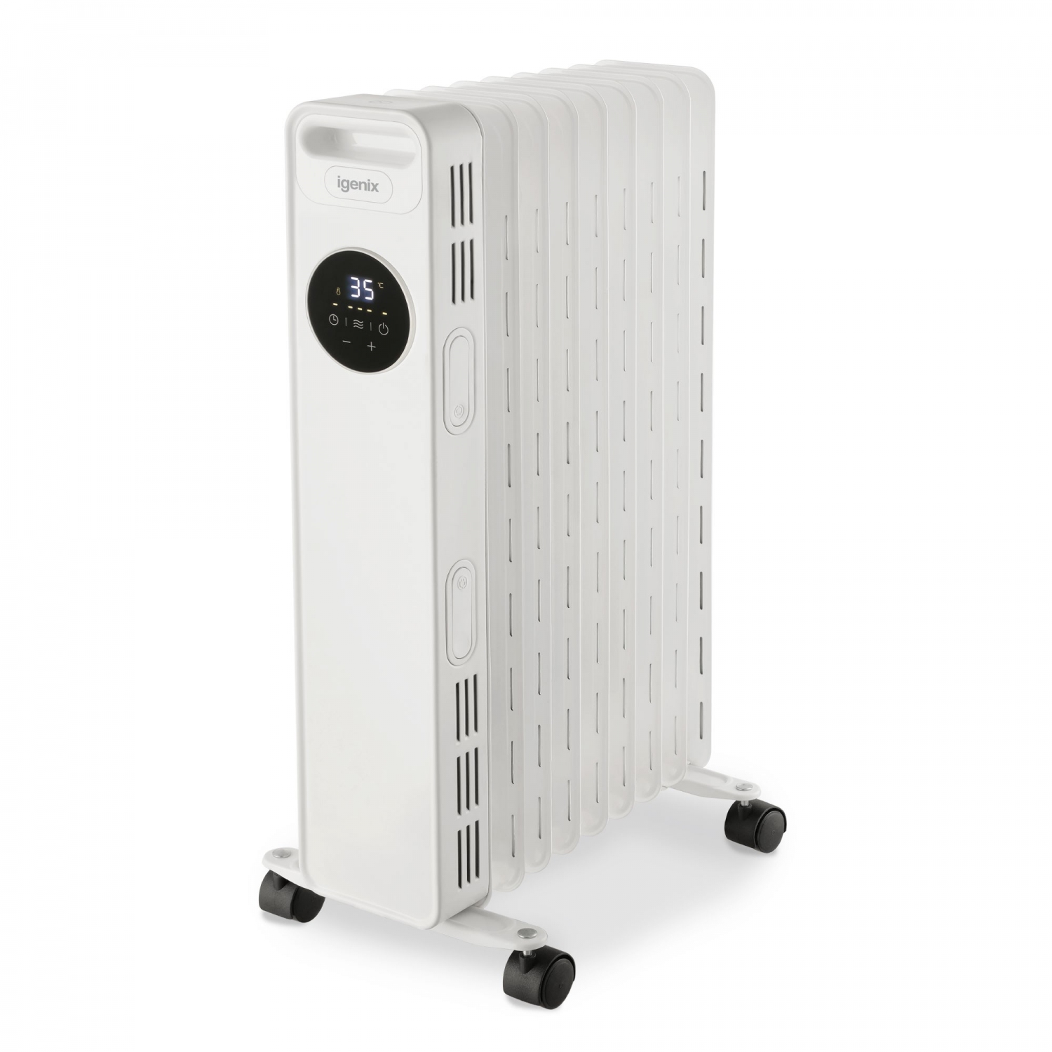 Overheat Protection Grey Electric Heater with 3 Heat Settings 1200 W Adjustable Thermostat Igenix IG1601 Portable Oil Filled Radiator 