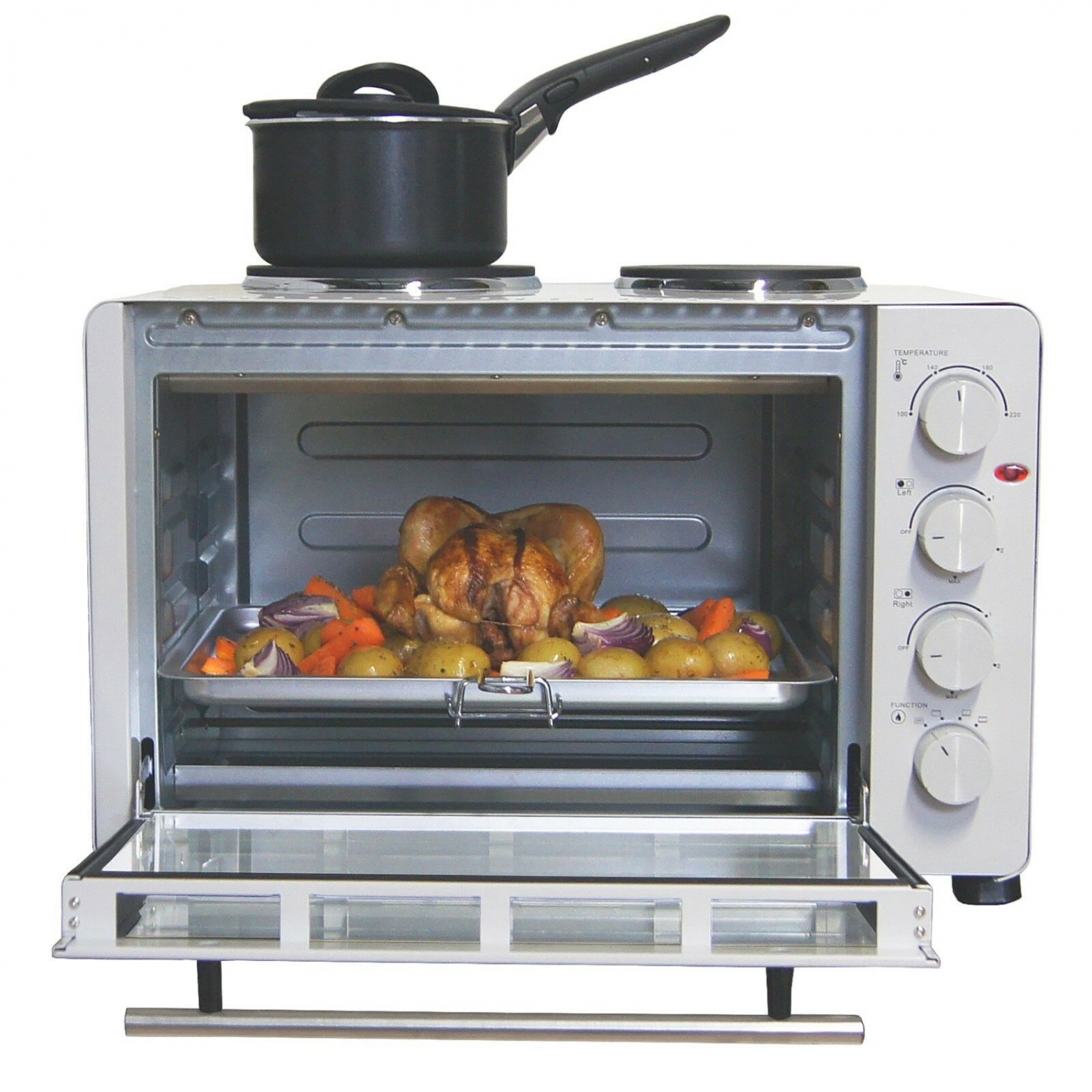 dronken aankunnen intern Igenix 45 Ltr Mini Oven, Grill & 2 Hot Plates (white) - E B Marsh & Son Ltd