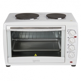 Igenix 45 Ltr Mini Oven, Grill & 2 Hot Plates (white)