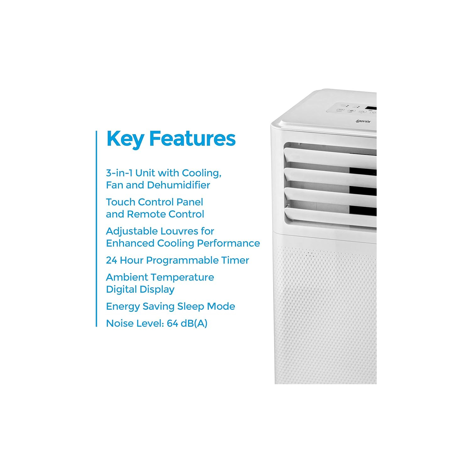 Igenix 3-In-1 Portable AirCONDITIONER 7000BTU - White full image