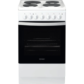 Indesit 50cm Single Oven Solid Plate Cooker - White