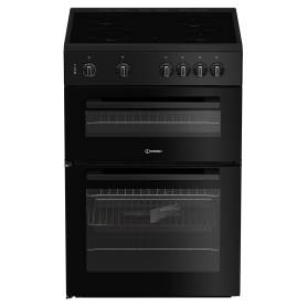 Indesit 60cm Electric Freestanding Twin Cavity Cooker - Black