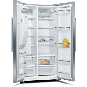 Bosch  Amercian Frost Free Fridge Freezer (Plumbed) - Brushed Steel
