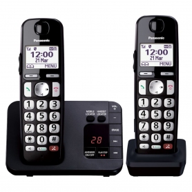 Panasonic Big Button Twin Phone With Answerphone - Black