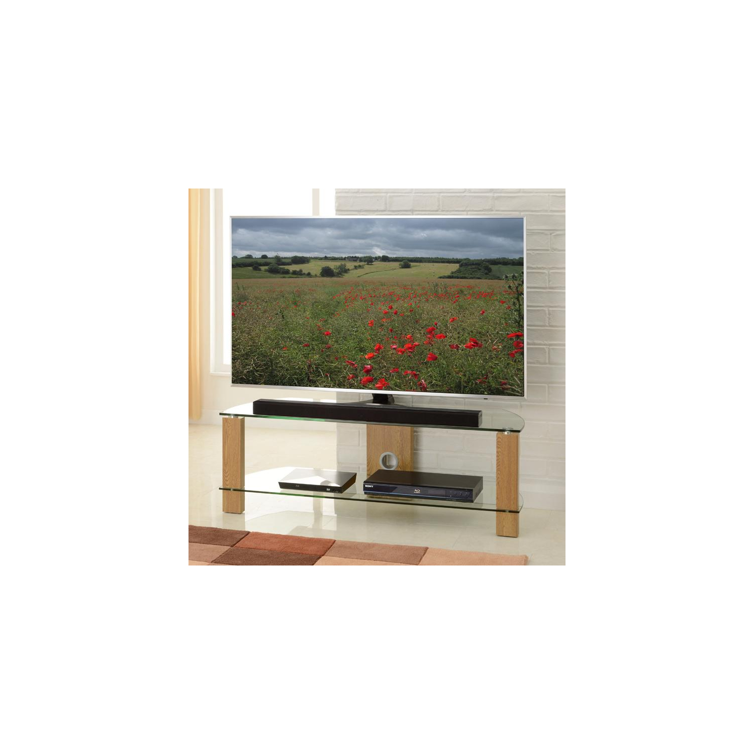 TTAP Vision 1200mm Wide Up TO 65" TV Stand - Oak full image