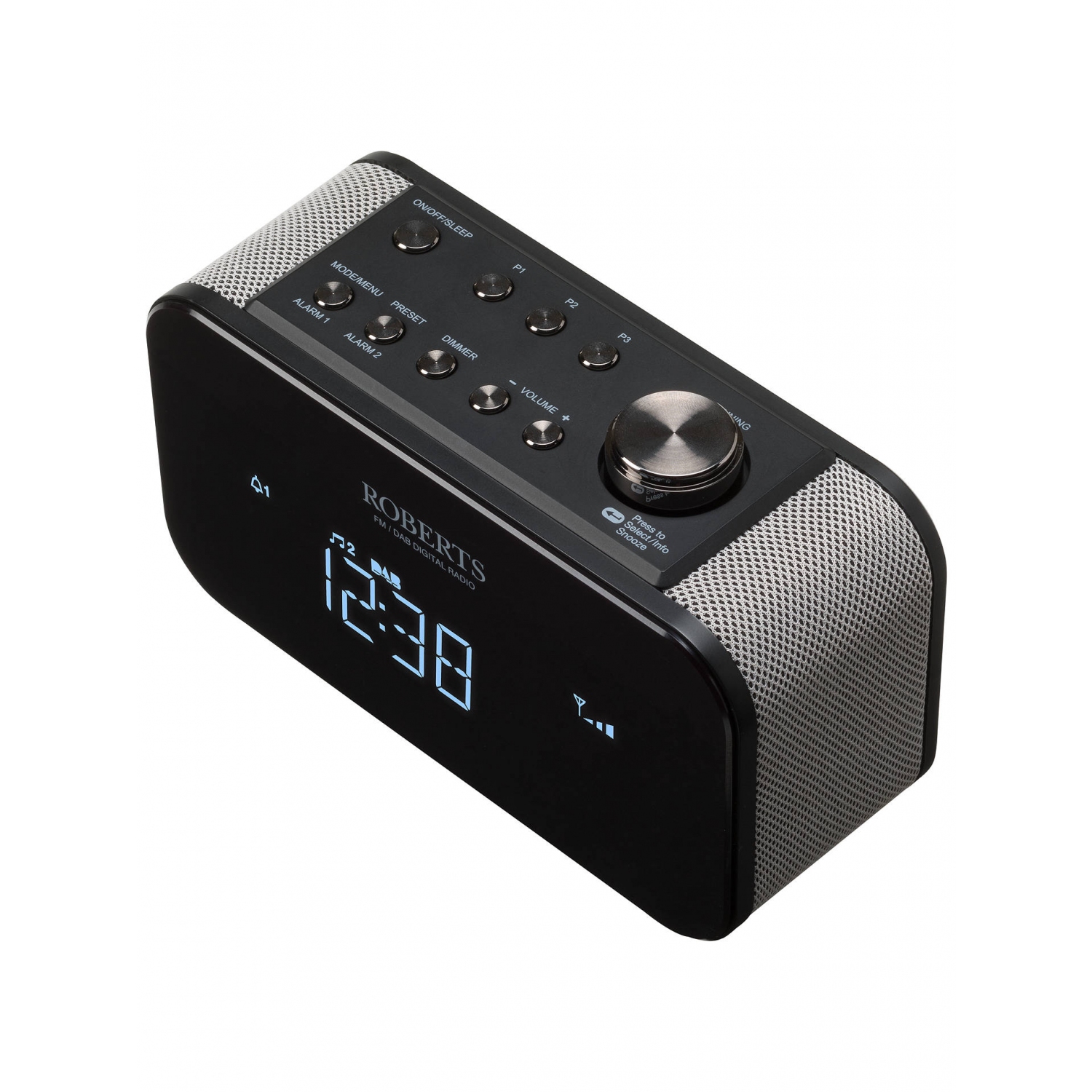 Roberts ChronoDAB Digital Clock Radio Dual Alarm Black Plug In Bedroom  Kitchen