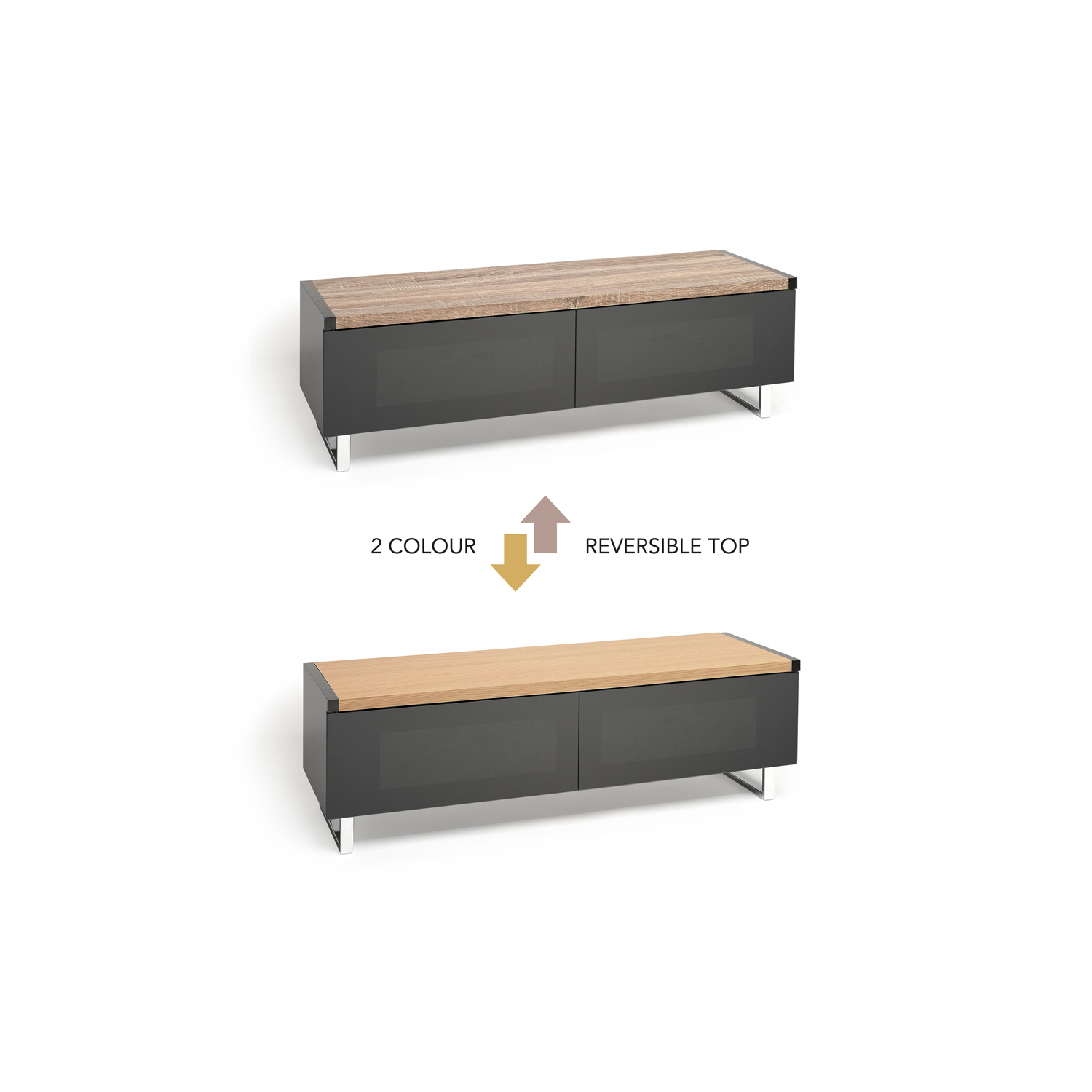 AVF Techlink Panorama Light Oak & Grey Oak (reversible) Veneered  TV Stand full image