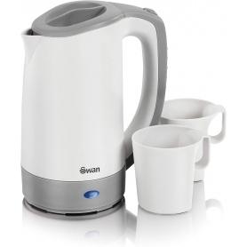 Swan Travel Kettle With Cups - White