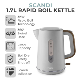 Tower Jug Kettle 1.7 Ltr - Grey - 1