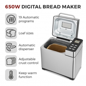 Tower Digital 650W Bread Maker - Stainless Steel - 1