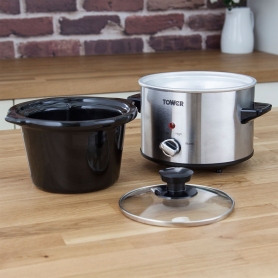 Tower 1.5 Ltr Slow Cooker -Stainless Steel - 2