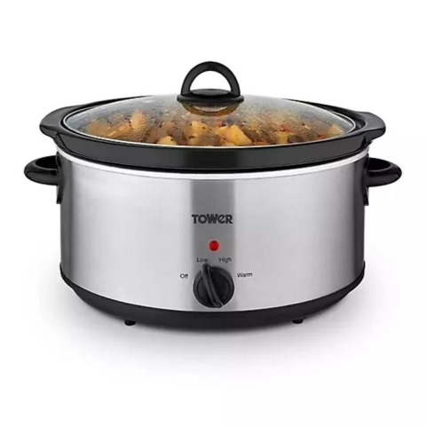 Tower 5.5 Ltrs Slow Cooker - Stainless Steel - E B Marsh & Son Ltd