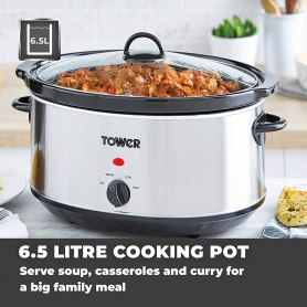 Tower 6.5 Ltr Slow Cooker (stainless steel) - 1