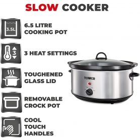 Tower 6.5 Ltr Slow Cooker (stainless steel) - 2