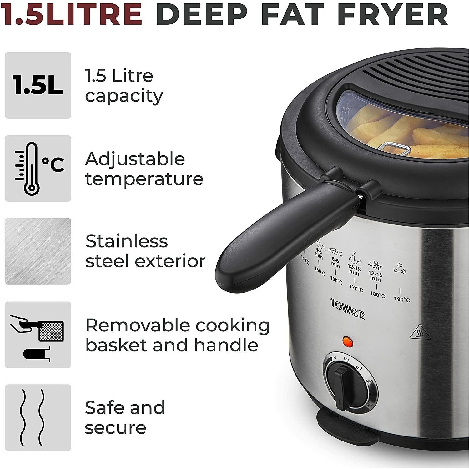Tower Stainless Steel Deep Fat Fryer 3L
