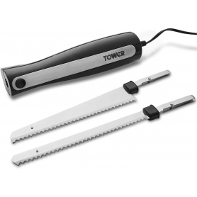 Tower Electric Knife With 2 Blades, Fork And Black Case