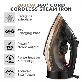 Tower 2800w Cordless/Corded Steam Iron - Black - 1