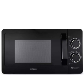 Tower 20 Litre 800W Manual Microwave with Mirror Door - Black - 0