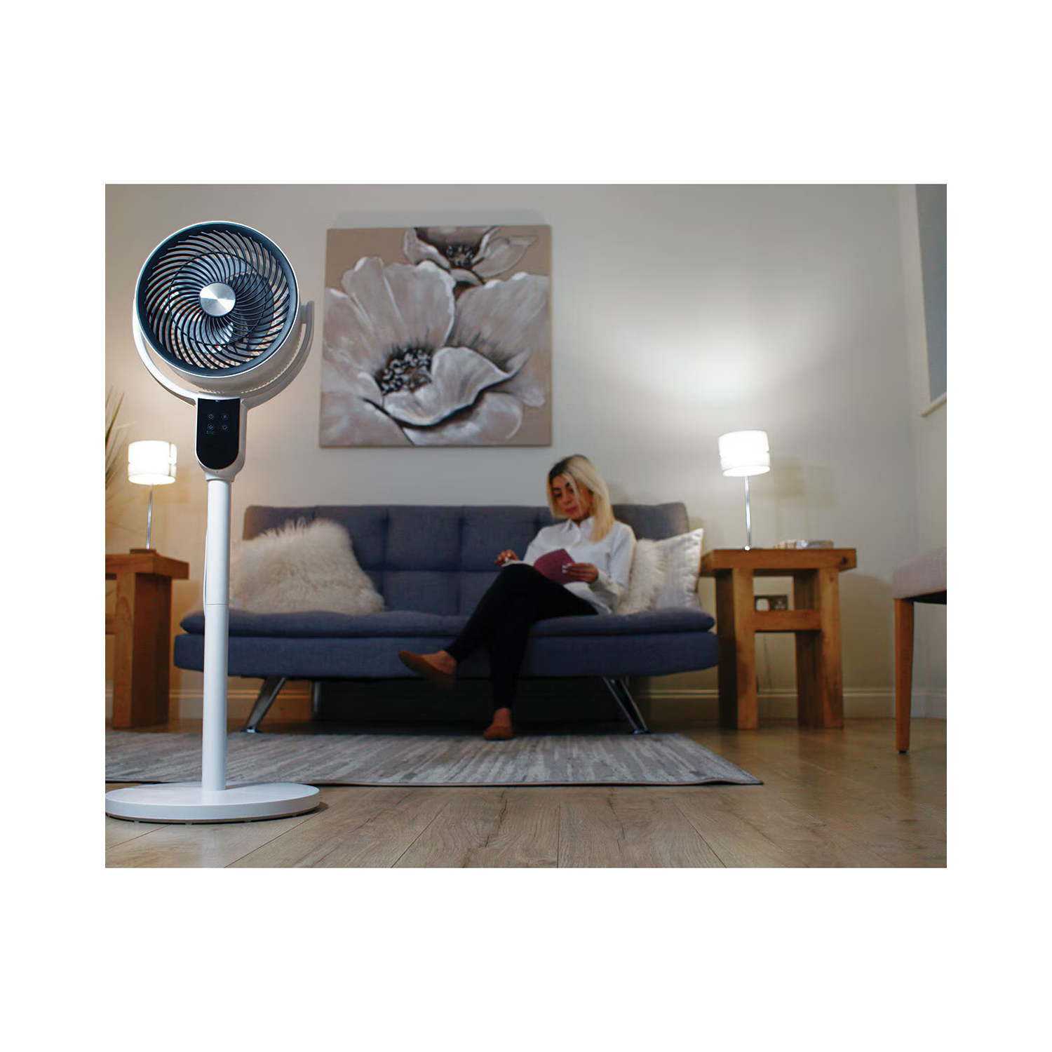 Vybra VS001-OF Dual Height Tilt & Swing Oscillating Fan - White full image