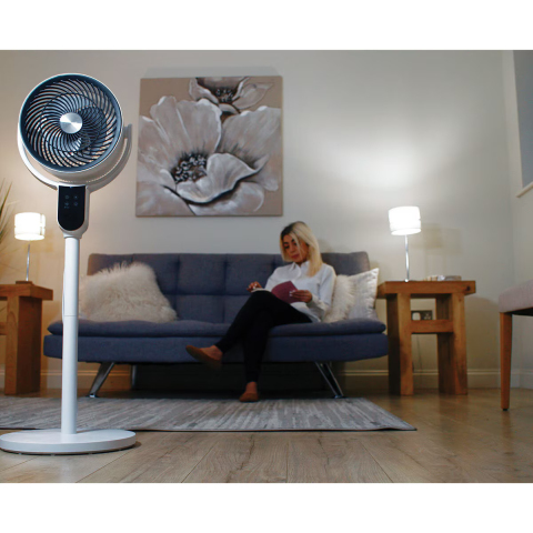 Vybra VS001-OF Dual Height Tilt & Swing Oscillating Fan - White