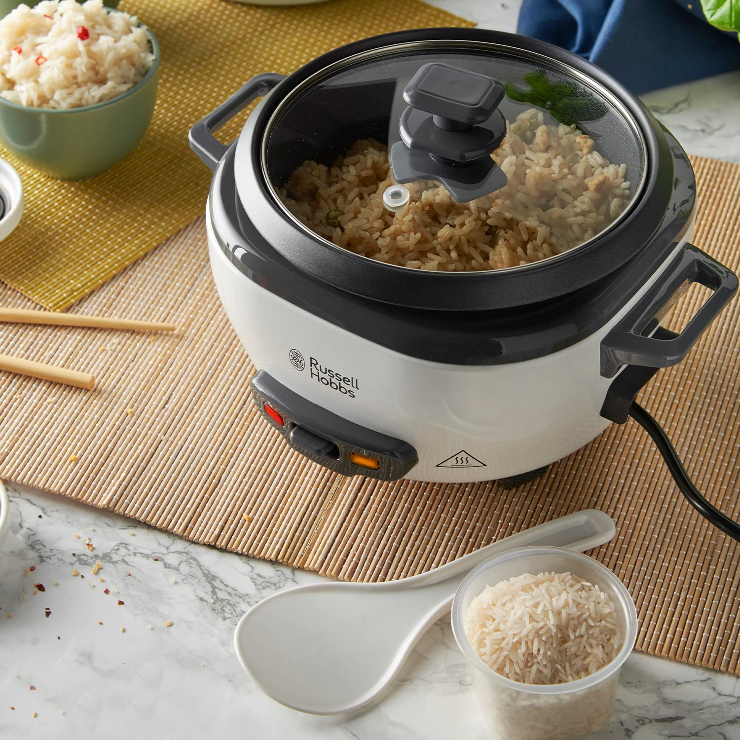 Russell Hobbs 0.8L Medium Rice Cooker 6-Cup Capacity - White thumbnail image
