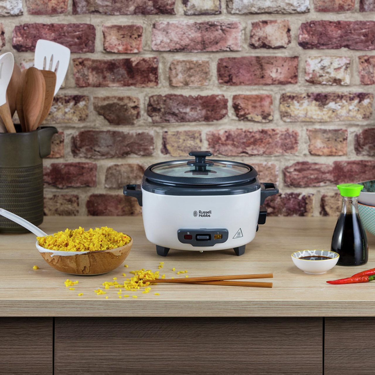 Russell Hobbs 0.8L Medium Rice Cooker 6-Cup Capacity - White thumbnail image