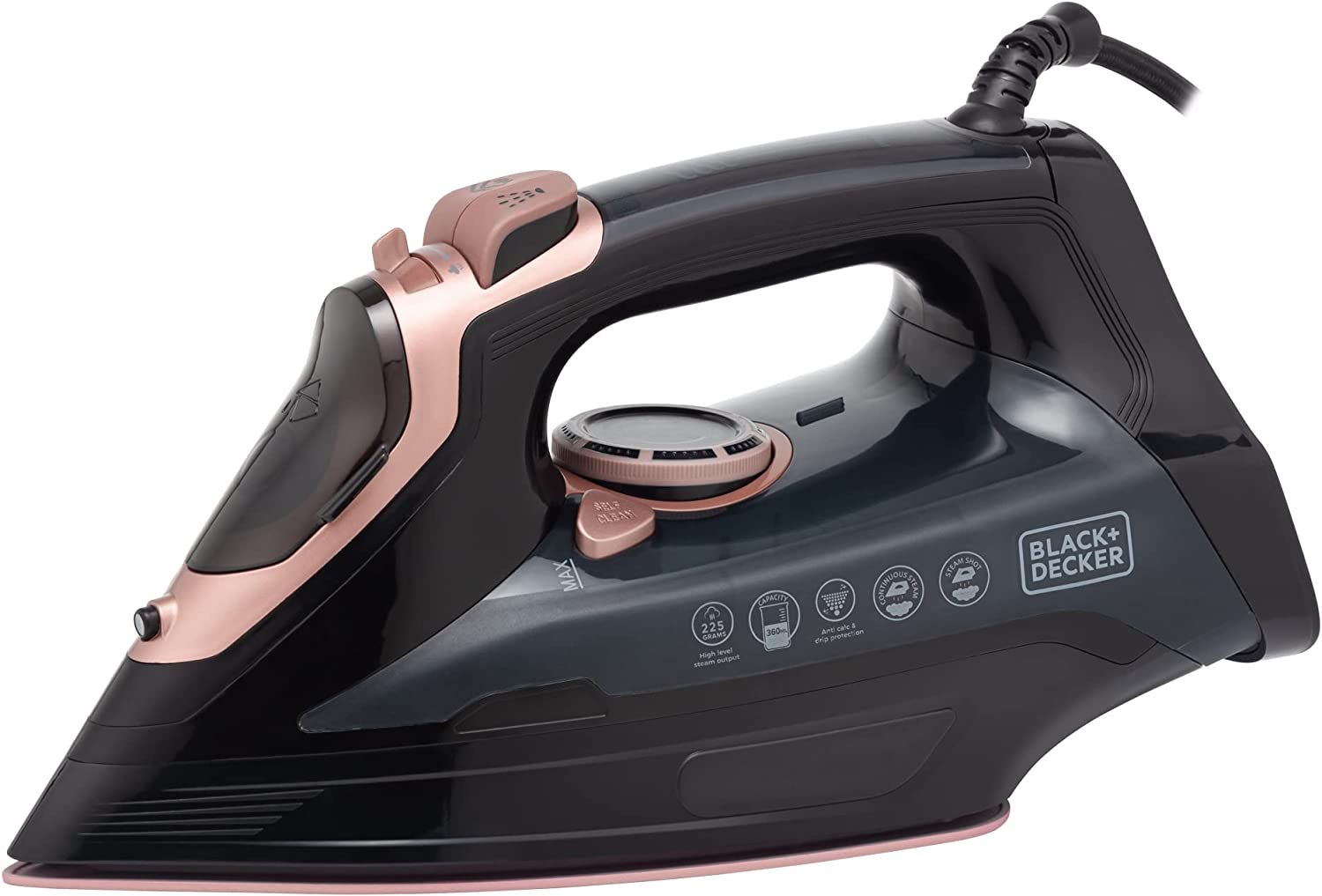 Black & Decker Linen Care Steam Iron 3000W - Black & Gold thumbnail image