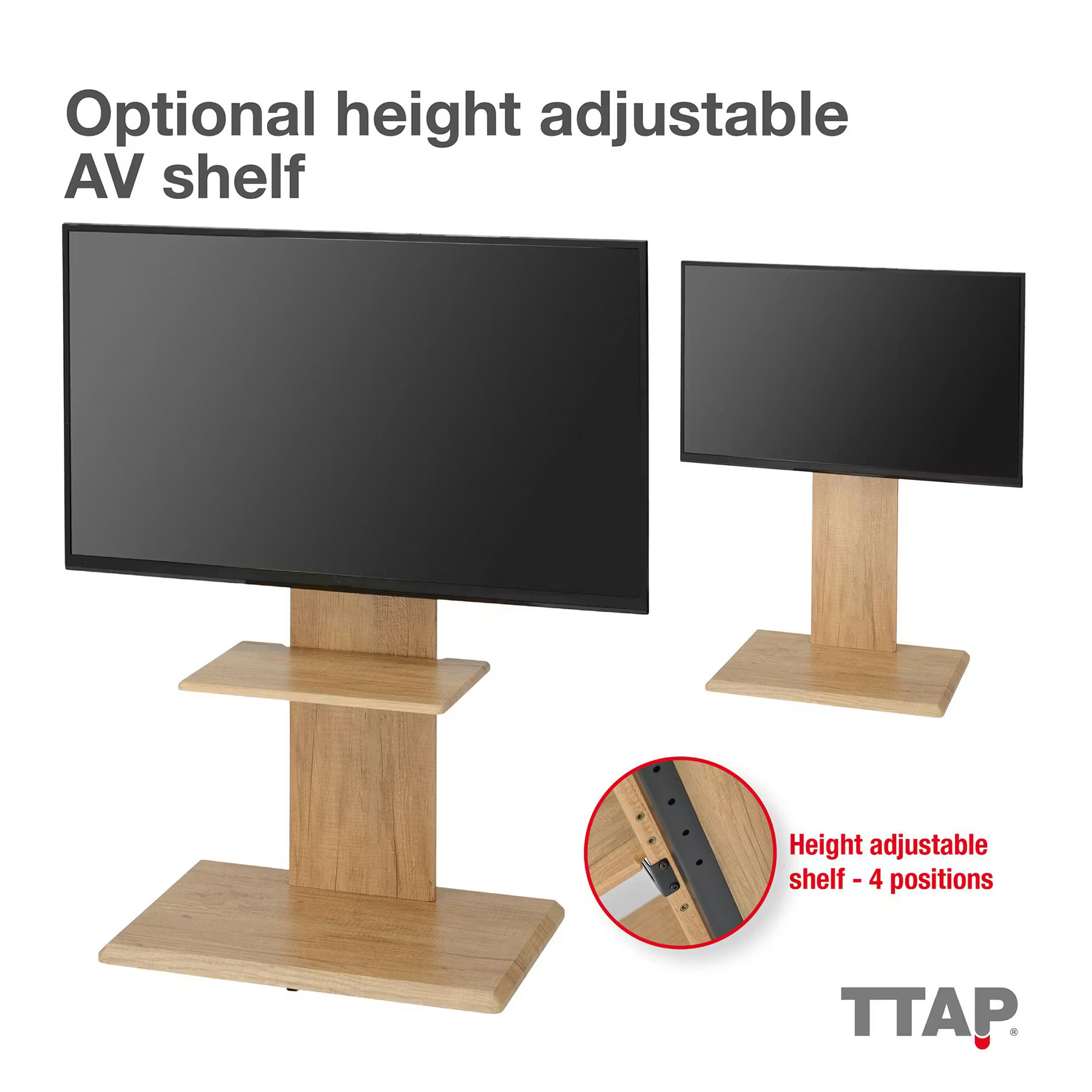 TTAPC  FS2 Floor Pedestal Up To 65" TV Stand - Oak thumbnail image