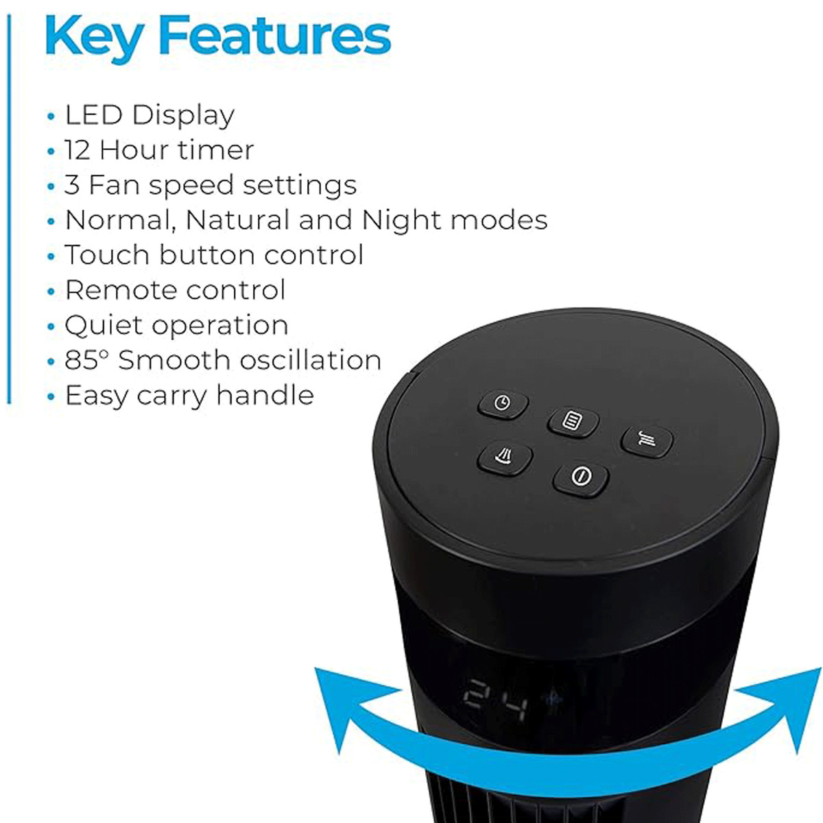 Igenix Digital Tower Fan - Black thumbnail image