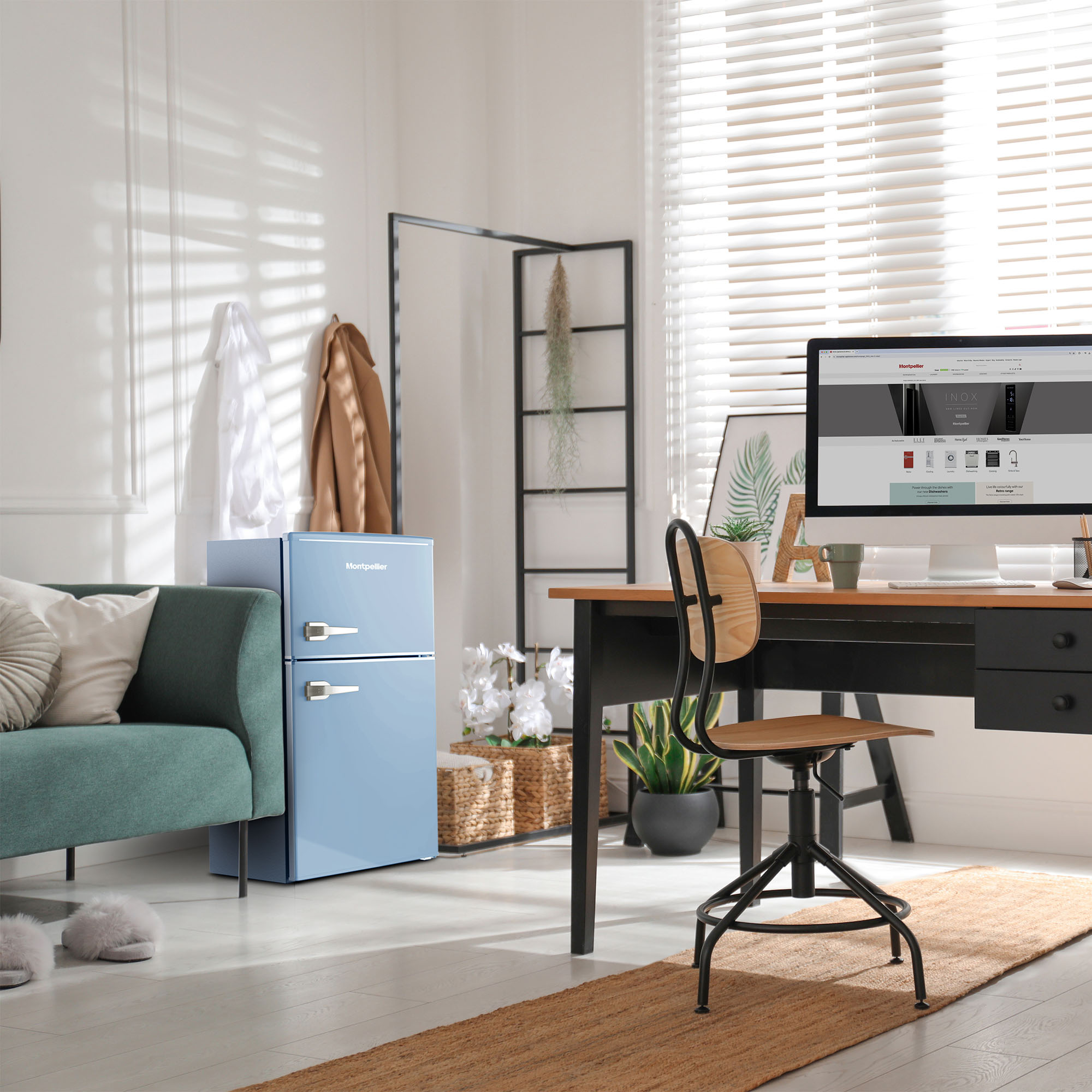 Montpellier Undercounter Retro Style Fridge Freezer - Pastel Blue thumbnail image