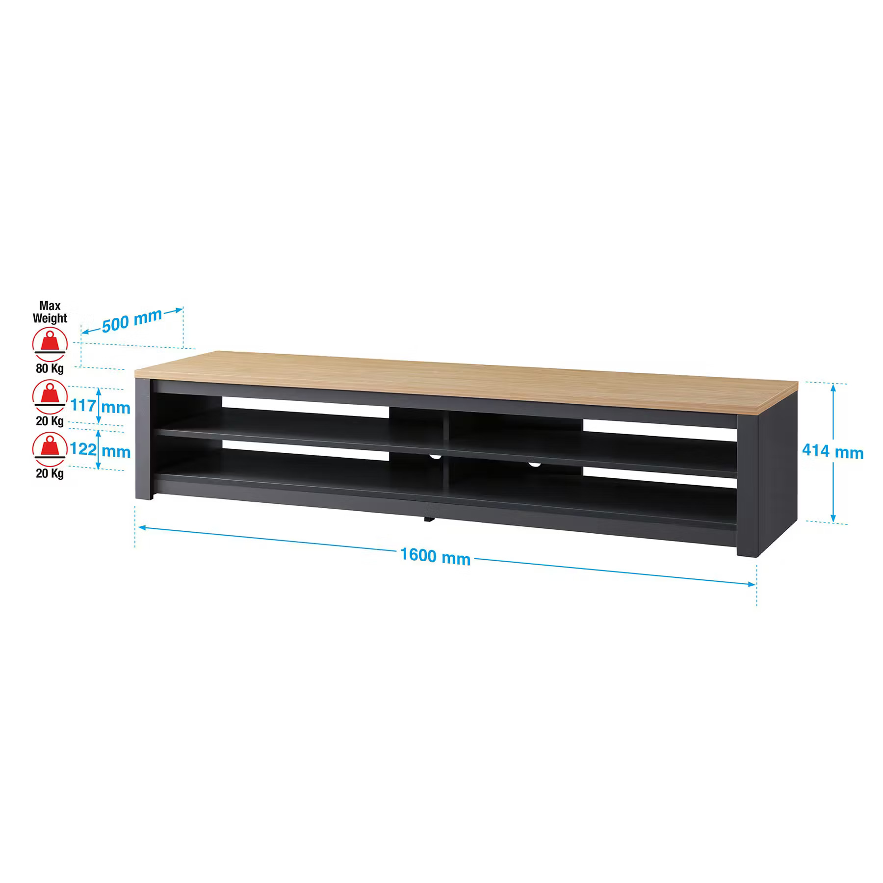 TTAPC Memphis 1600mm Wide Up To 75" TV Stand - Grey thumbnail image