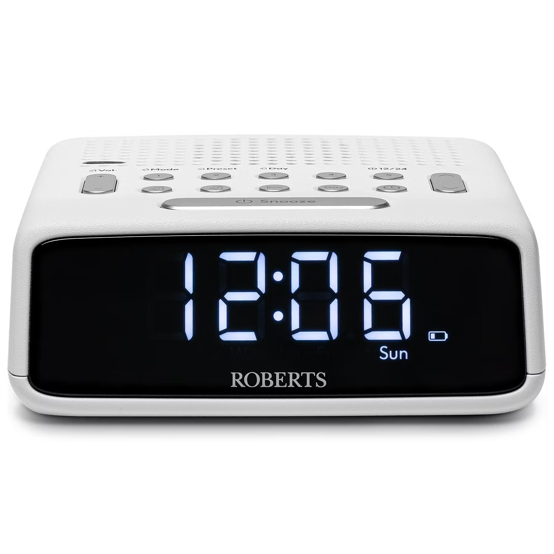 Roberts Radio Clock Radio FM - White thumbnail image
