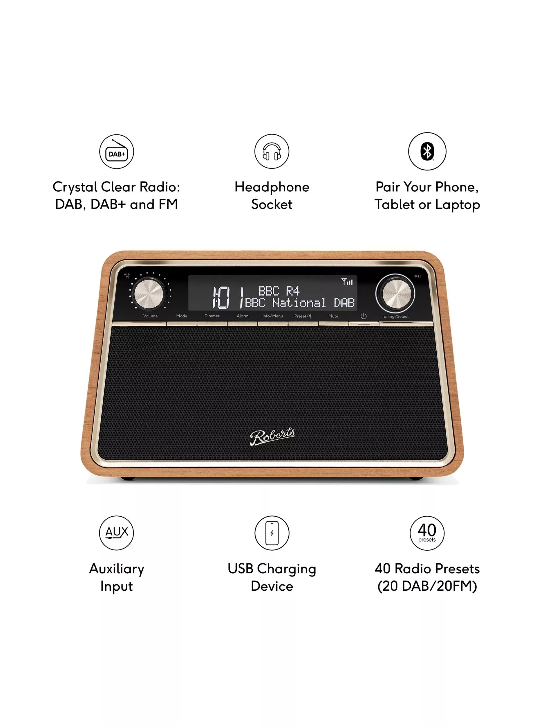 Roberts Radio Reva DAB/DAB+/FM Bluetooth - Cherry thumbnail image