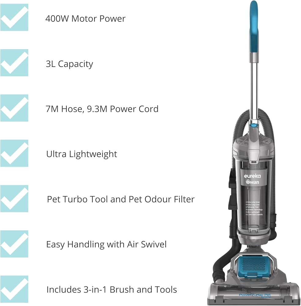 Swan Power Turbo Pet Extend Upright Vacuum - Silver Blue thumbnail image