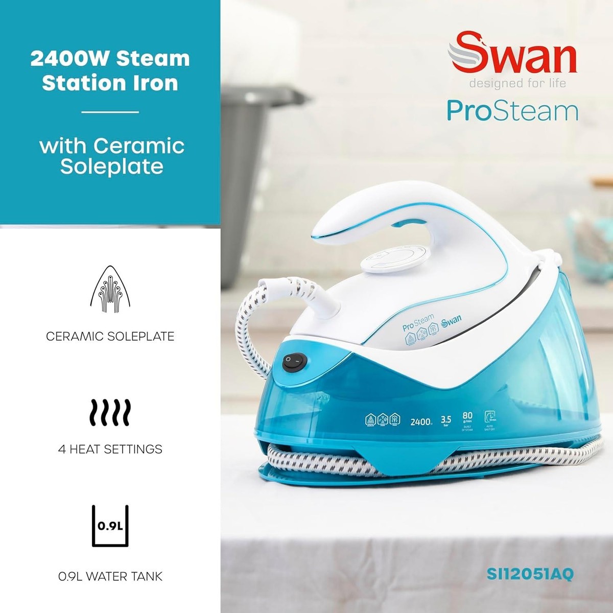 Swan 2400W Steam Generation Iron - Blue thumbnail image