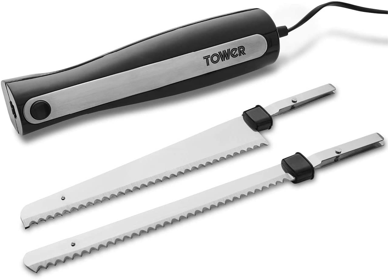 Tower Electric Knife With 2 Blades, Fork And Black Case thumbnail image