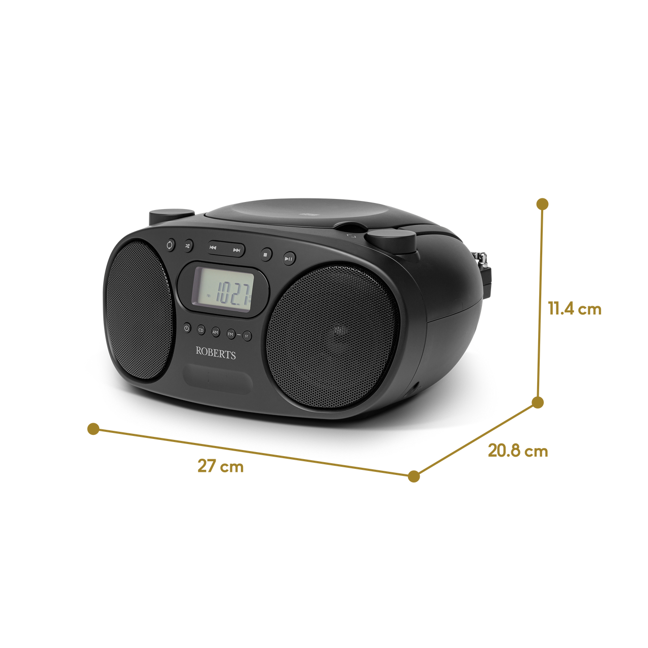 Roberts Radio DAB/FM/CD Portable Boombox - Black thumbnail image